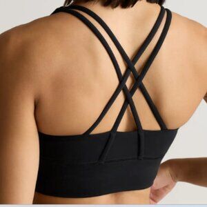 Quince Power-Up Long Line Strappy Sports Bra Size S Strappy Back Med Compression